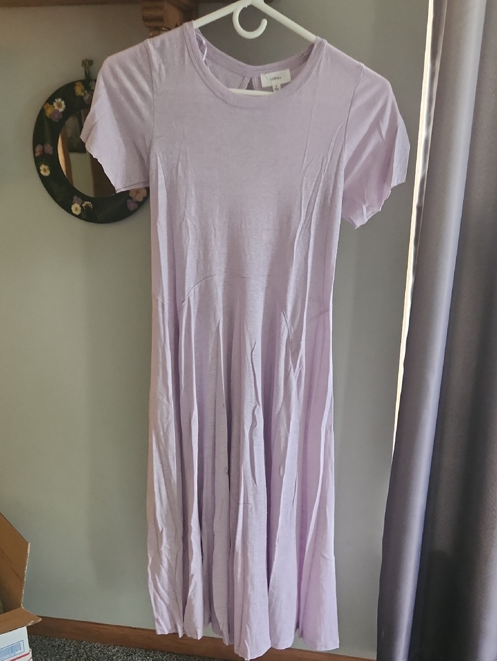 Lilac Short-Sleeve Maxi Dress - Small Casual T-Shirt Material Flowy Style